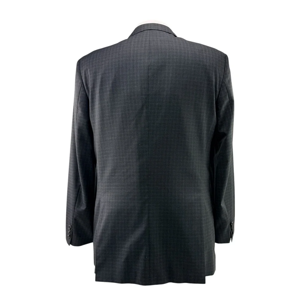 BOSS HUGO BOSS Mens‎ Charcoal Check Super 100 Wool Suit Jacket Blazer 44L